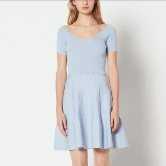 Sandro Meissa Short-Sleeve Fit & Flare Knit Dress - Picture 2 of 16